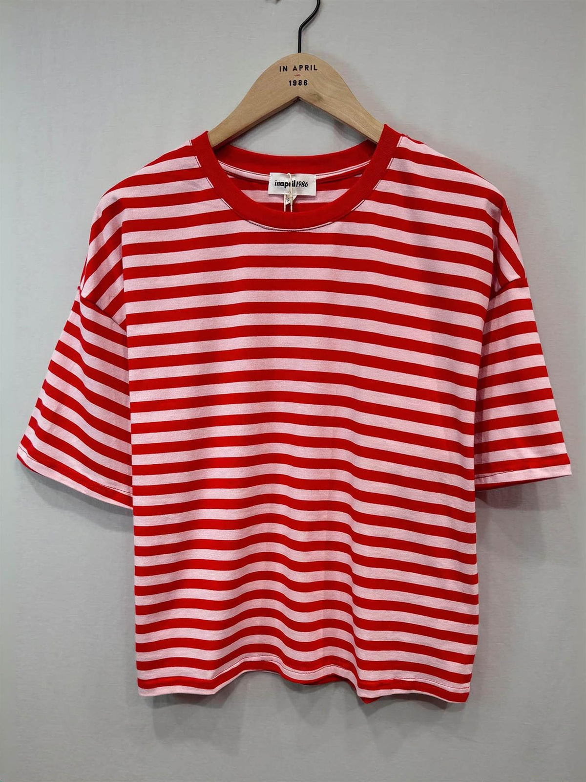 T-skjorte med striper - Rosa/Rød