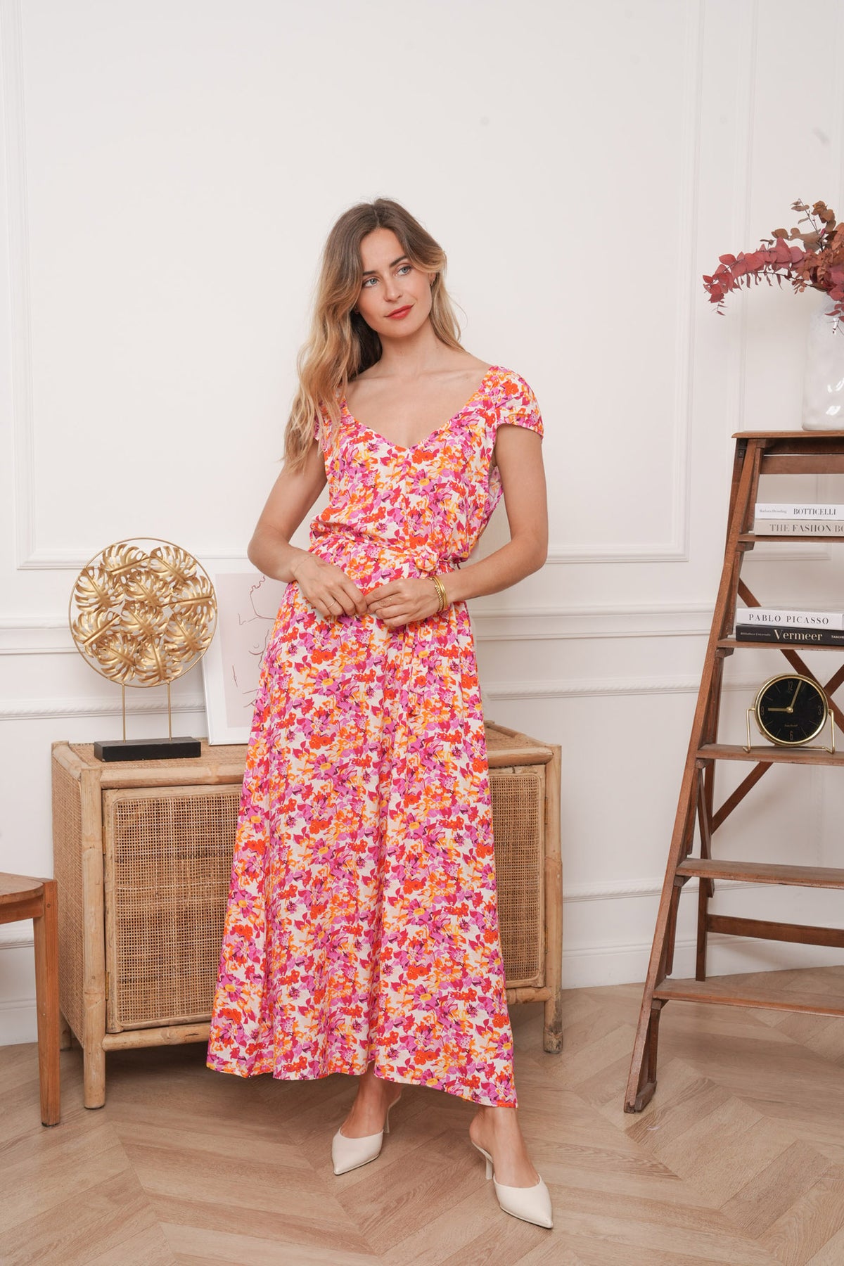Maxikjole med blomsterprint - Multi