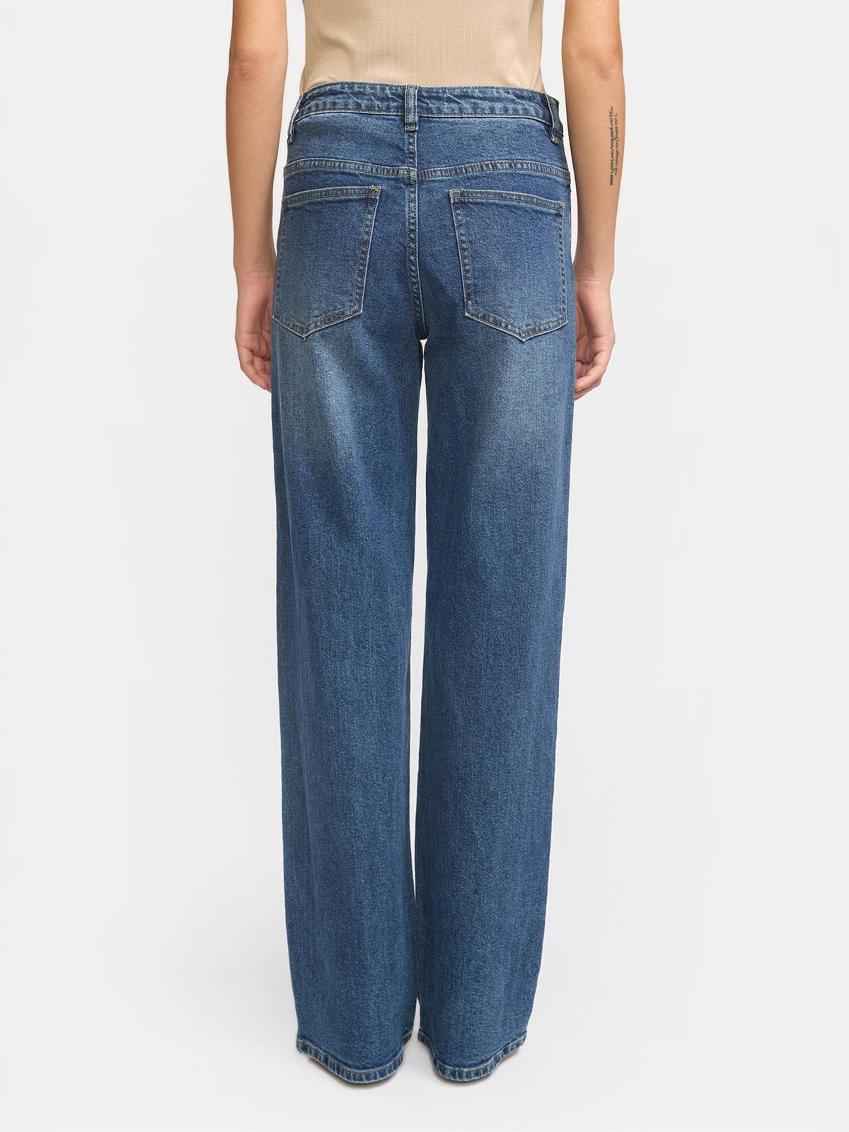 Willa Midwaist Wide Jeans - Mørkeblå