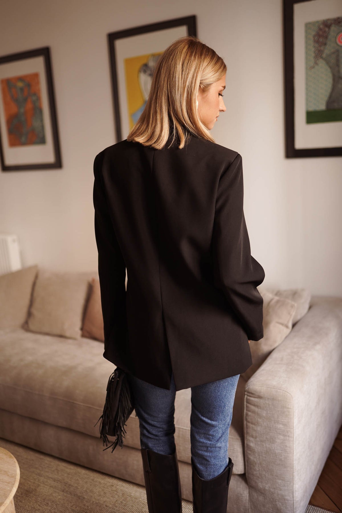 Blazer med knyting - Sort