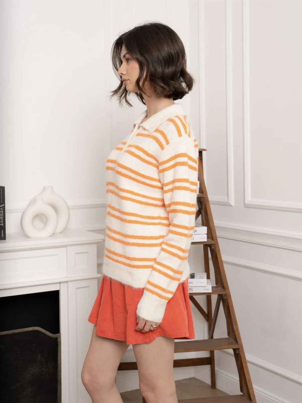 Pologenser med striper - Beige/Oransje